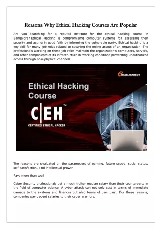 Reasons Why Ethical Hacking Courses Are Popular