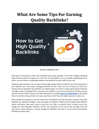 what are some tips for earning quality backlinks