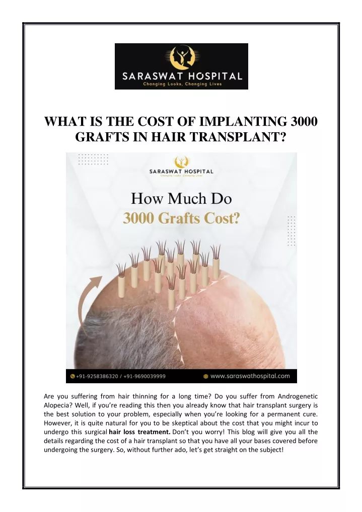 what is the cost of implanting 3000 grafts