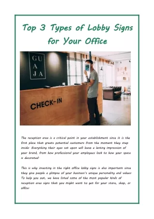 Top 3 Types of Lobby Signs for Your Office