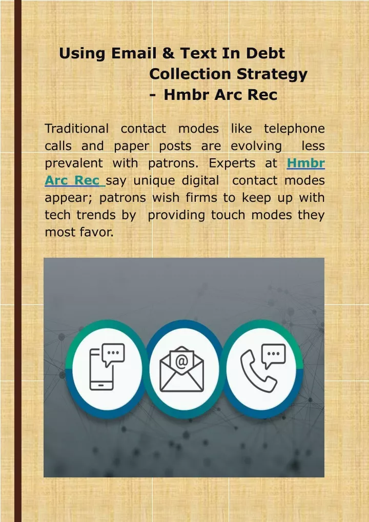 using email text in debt collection strategy hmbr