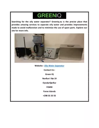 Oily Water Separator | Greeniq.eu