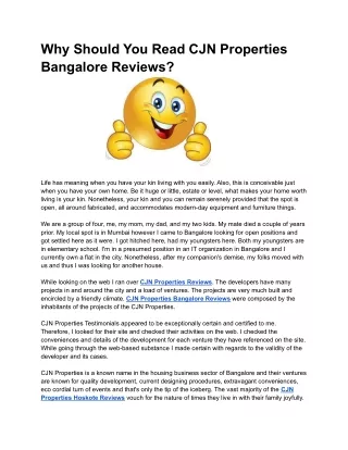 Why Should You Read CJN Properties Bangalore Reviews