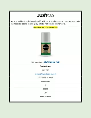 Cbd muscle rub | Justcbdstore.com