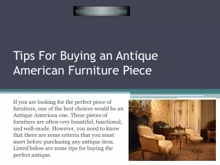 Tips For Buying an Antique American Furniture Piece