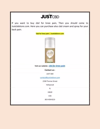 Cbd for knee pain | Justcbdstore.com