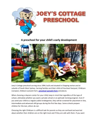 a preschool for your child s early development
