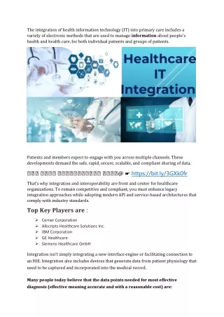 Healthcare IT Integration Market |Growth |Trends | Forecast