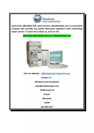 Affordable Hplc Repair Services  Meadowshplc.com