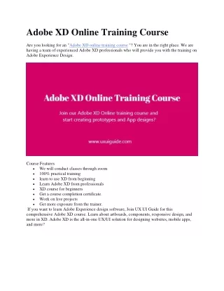 Adobe XD Online Training Course