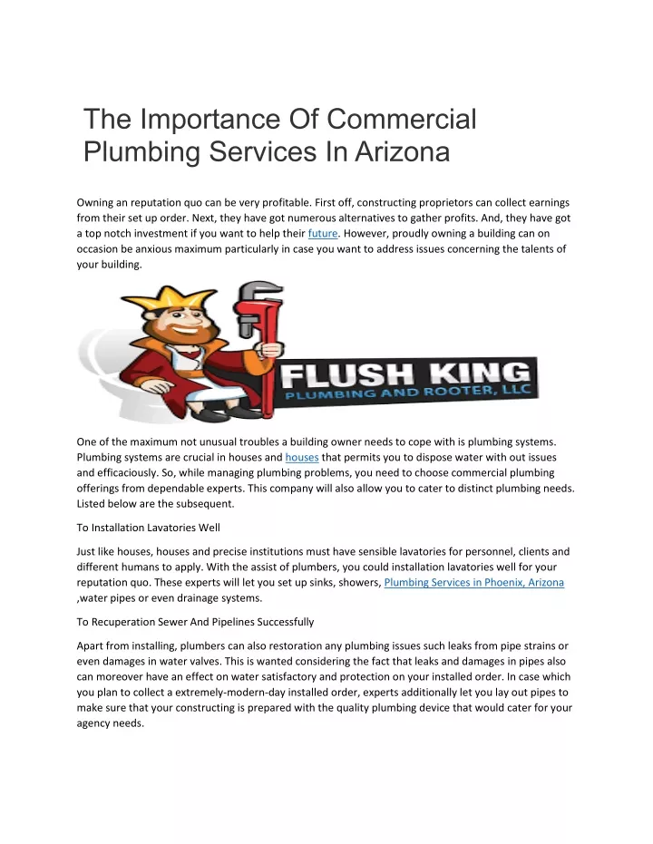 the importance of commercial plumbing services