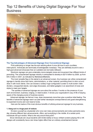 top 12 benefits of using digital signage for your