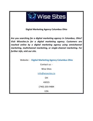 Digital Marketing Agency Columbus Ohio  Wisesites.io