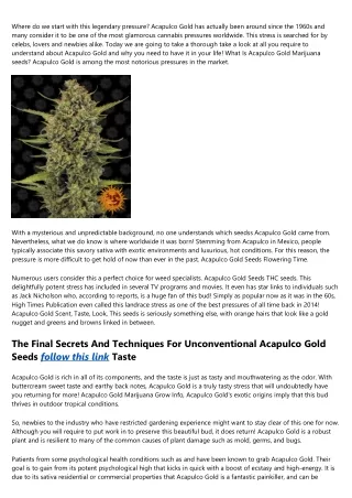 Undeniable Proof That You Needed To Have Magical Acapulco Gold Strain Seeds Cana