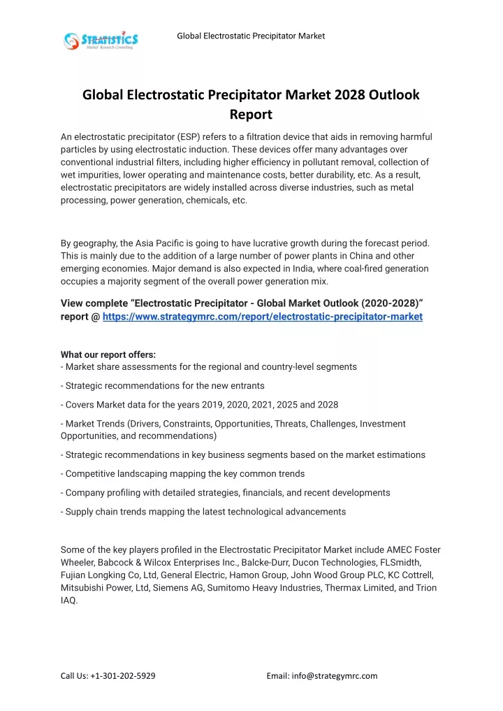 global electrostatic precipitator market