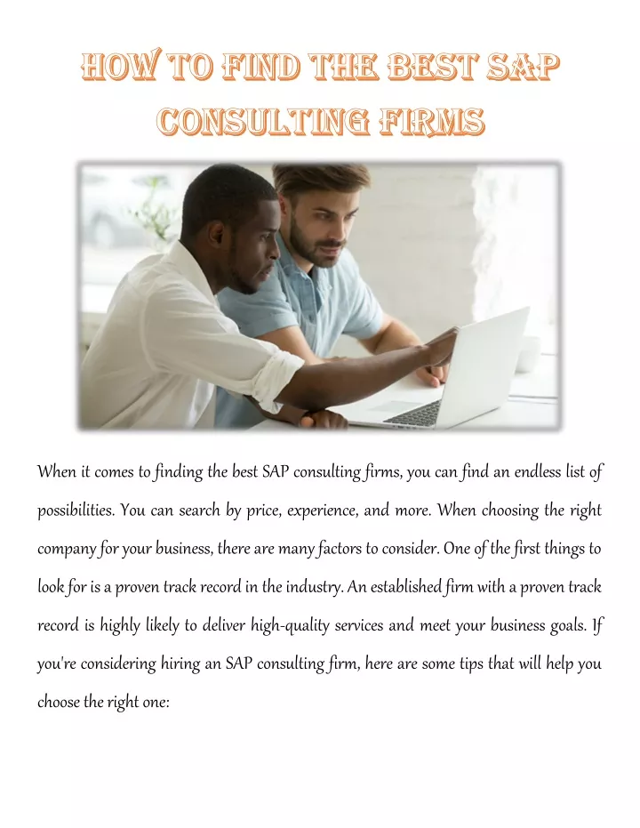 when it comes to finding the best sap consulting