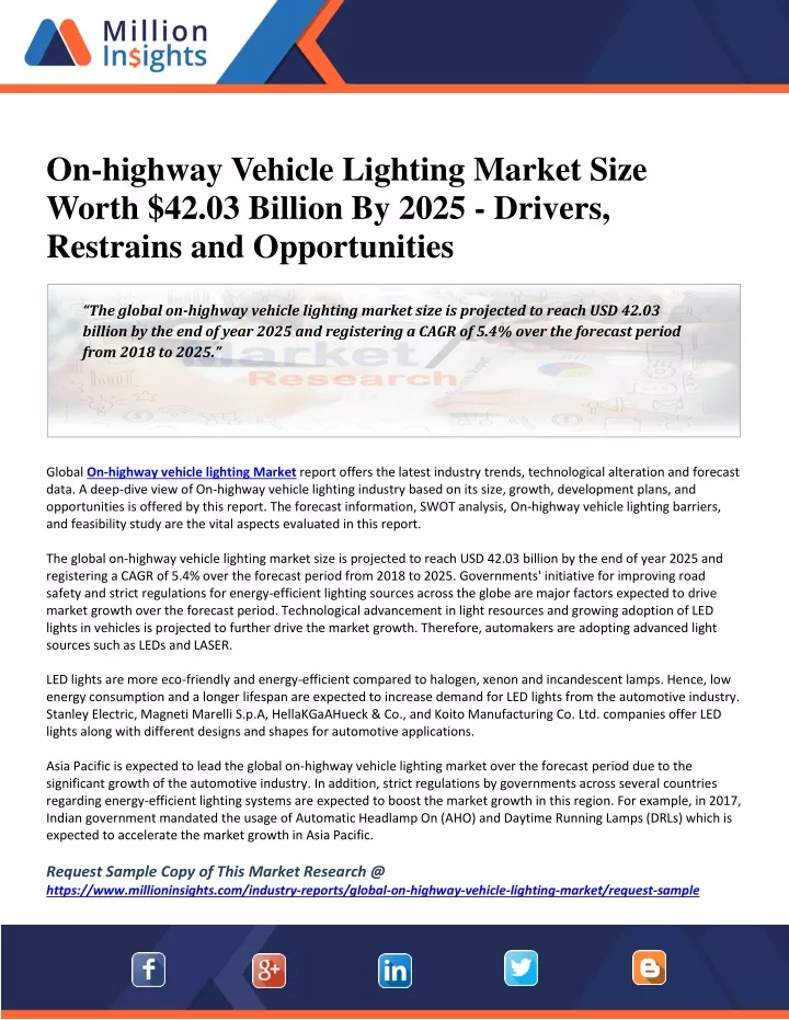on highway vehicle lighting market size worth