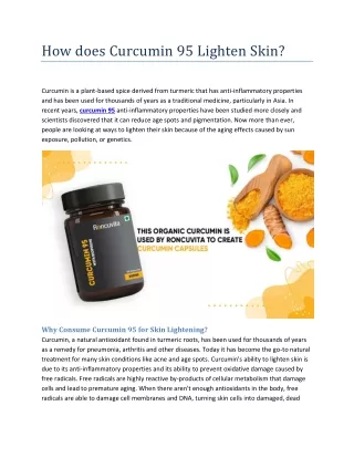 how does curcumin 95 lighten skin