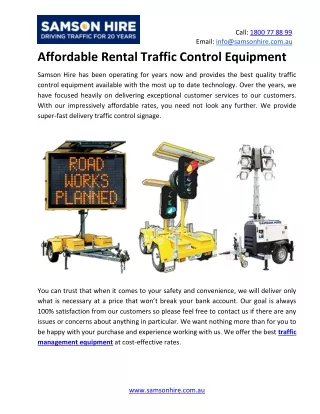 Affordable Rental Traffic Control Equipment