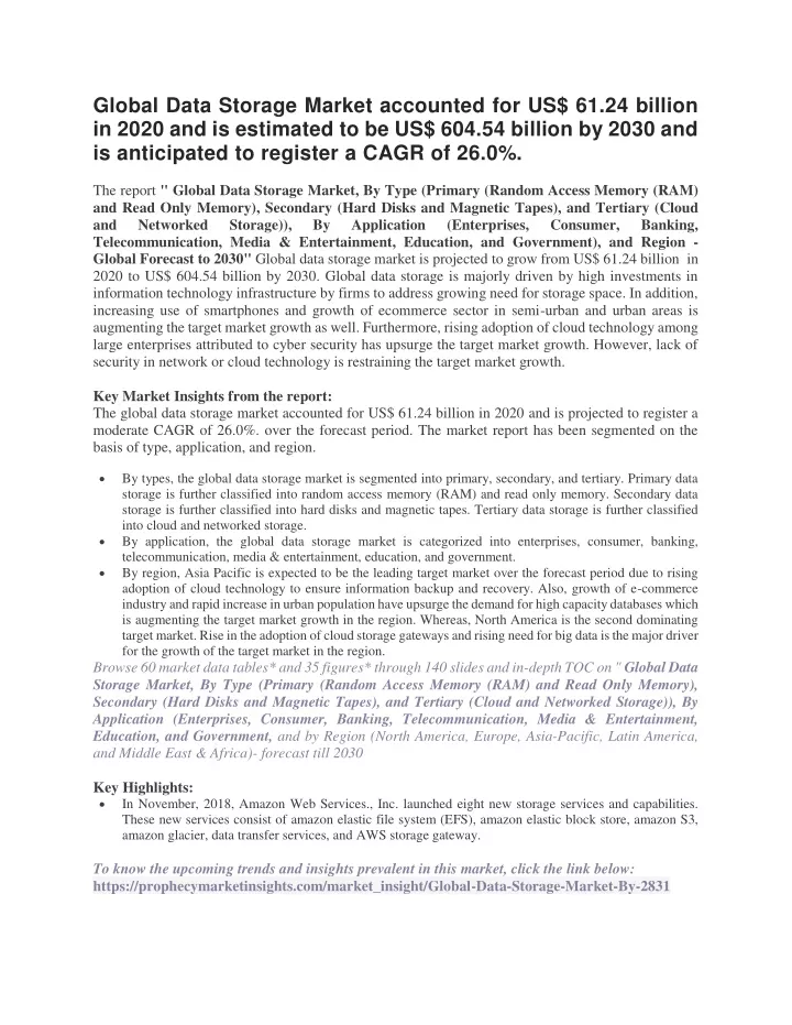 global data storage market accounted