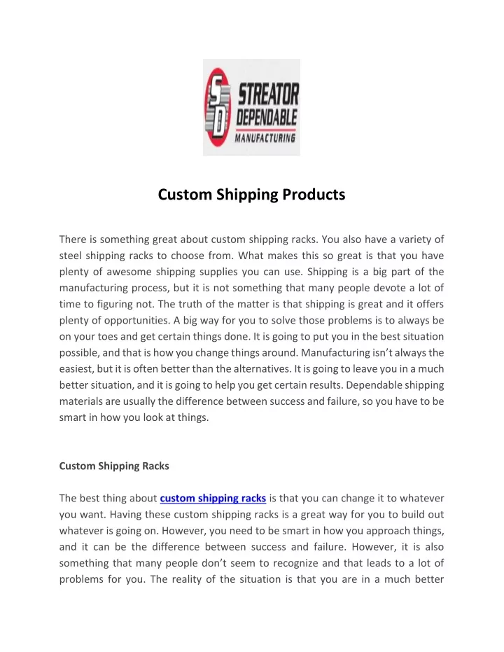 custom shipping products