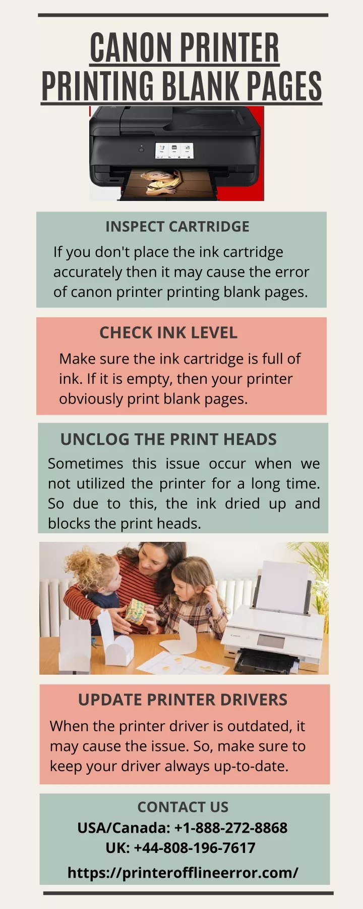 canon printer printing blank pages