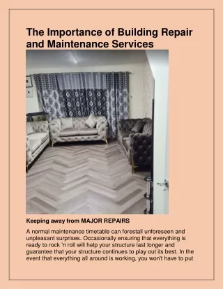 the importance of building repair and maintenance