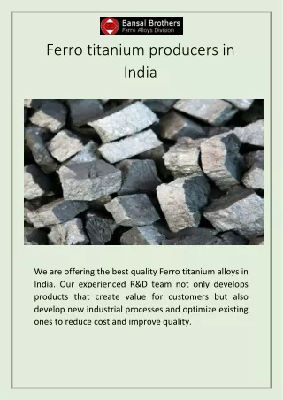 Ferro Titanium Producers in India| Ferrotitanium Manufacturing Company