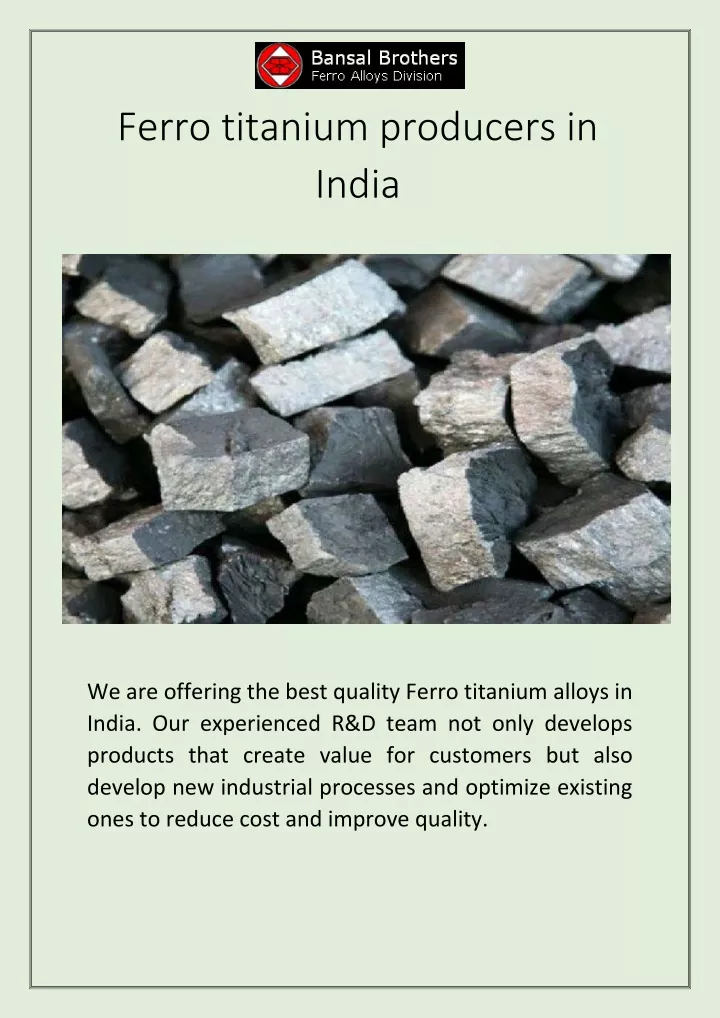 ferro titanium producers in india