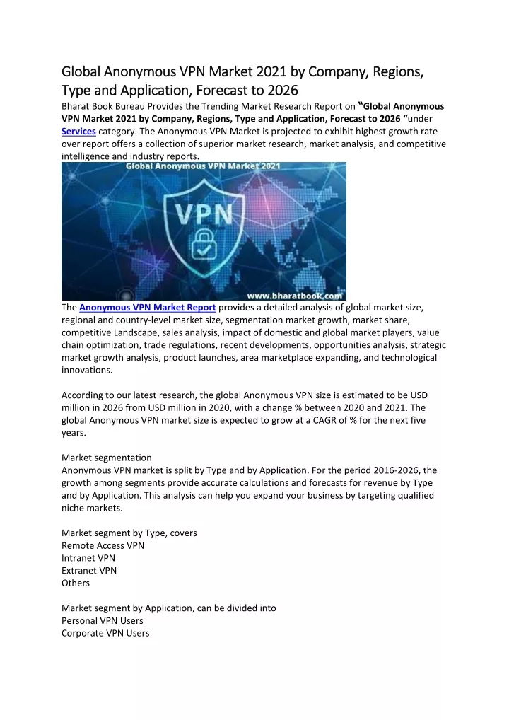 global anonymous vpn market 2021 by company