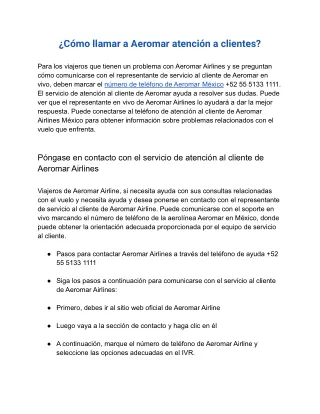 ¿Cómo llamar a Aeromar atención a clientes?