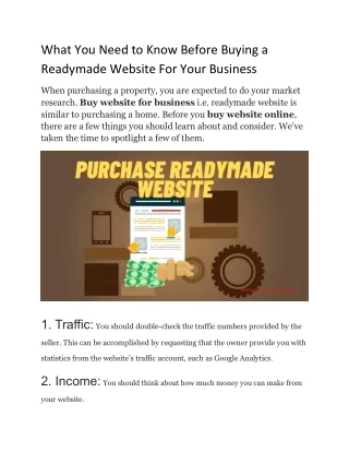 What You Need to Know Before Buying a Readymade Website For Your Business