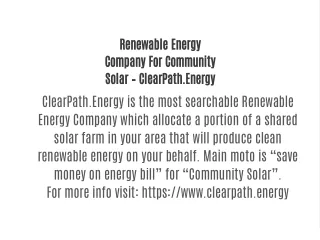 Renewable Energy Company For Community Solar – ClearPath.Energy