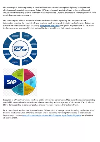 erp or enterprise resource planning is a commonly