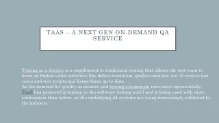 taas a next gen on demand qa service
