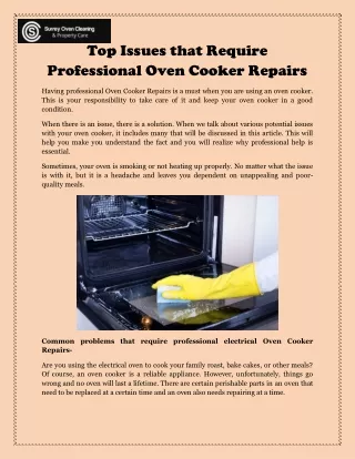 Top Issues that Require Professional Oven Cooker Repairs