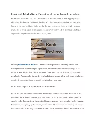 Resourceful Rules for Saving Money through Buying Books Online in India
