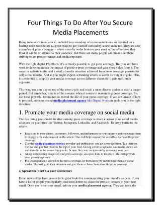 Four Things To Do After You Secure Media Placements