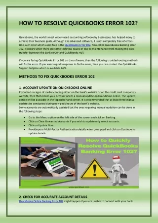 how to resolve quickbooks error 102