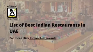 List of Best Indian Restaurants in UAE