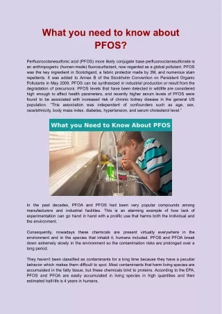What you need to know about PFOS?