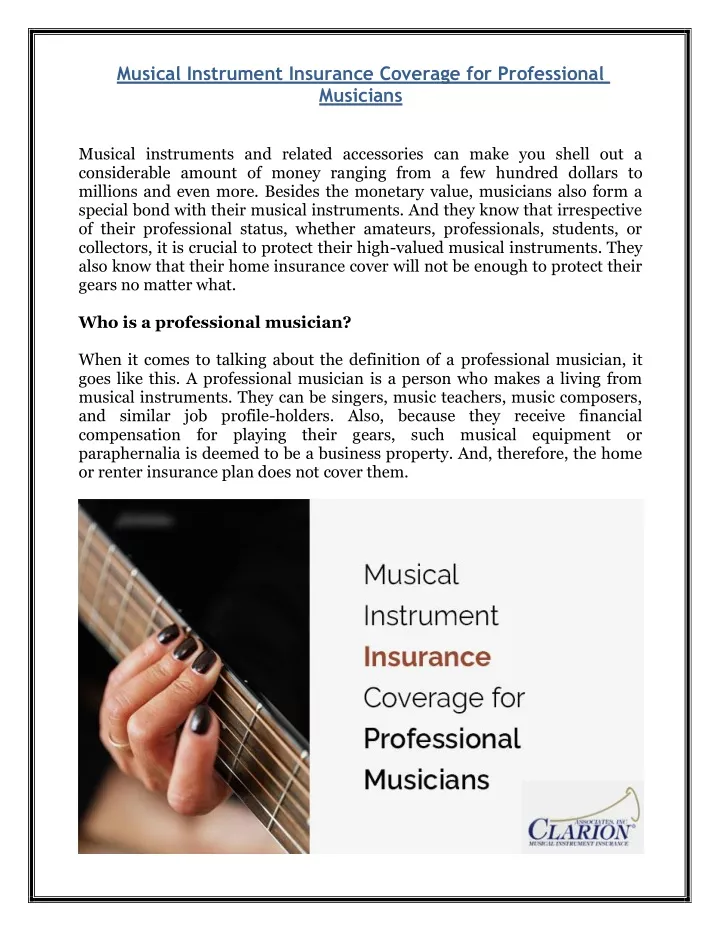 musical instrument insurance coverage