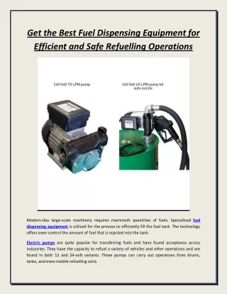 get the best fuel dispensing equipment