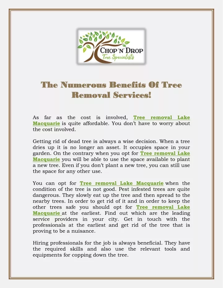 the the numerous benefits of tree numerous