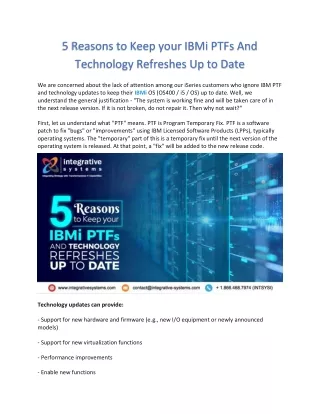5 reasons to keep your ibmi ptfs and technology