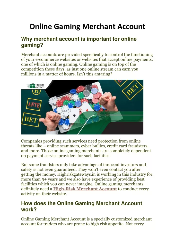 online gaming merchant account