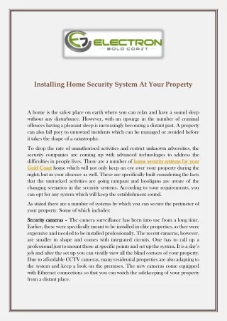 installing home security system at your property