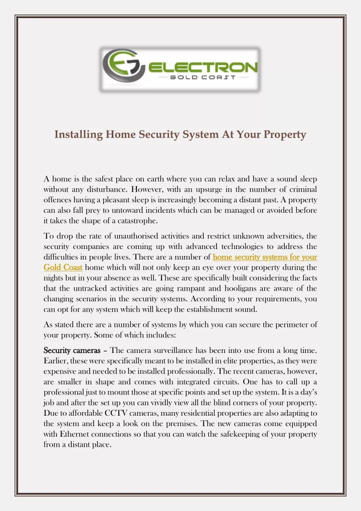 installing home security system at your property