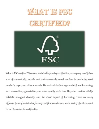 what is fsc certified to earn a sustainable
