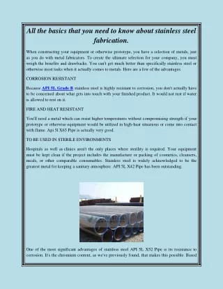 All the basics that you need to know about stainless steel fabrication